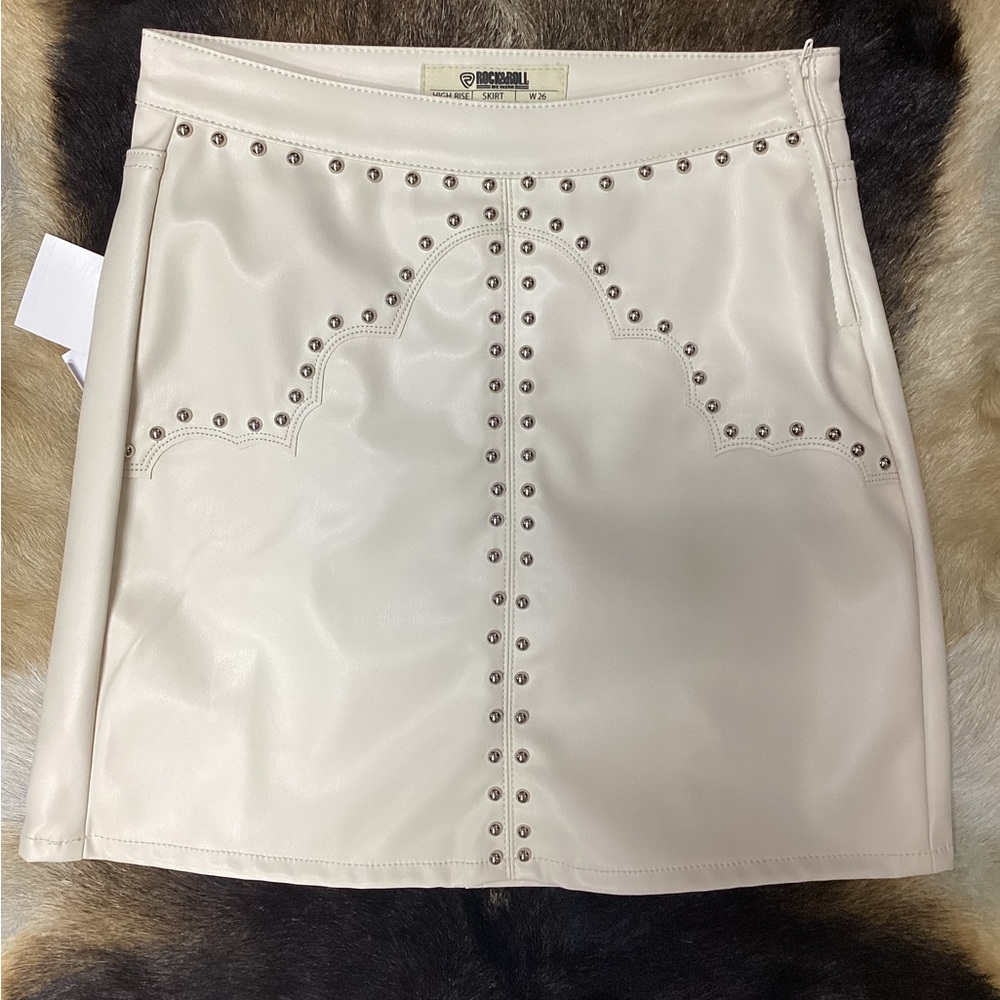 Rock & Roll Ladies High Rise Skirt, WHITE
